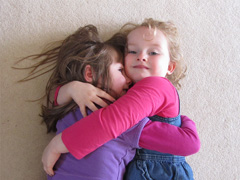 Girls hugging